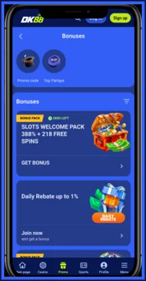 Aplikasi mudah alih DK88 dengan log masuk biometrik pada telefon Android